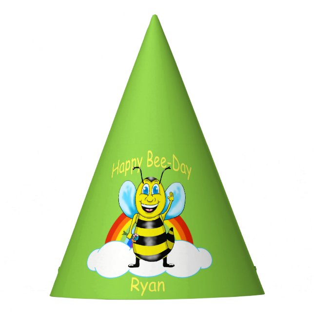 Gorra de cumpleaños de Happy Bee (Personalizable) (Anverso)