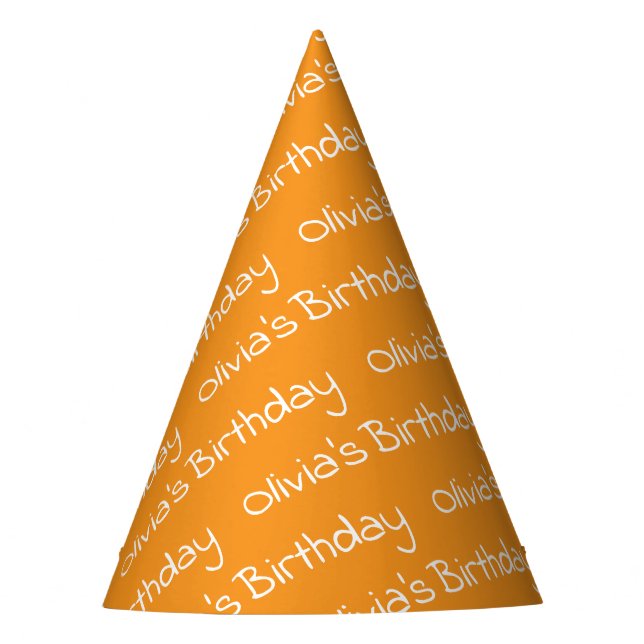 Gorra de cumpleaños naranja personalizada con el n (Anverso)
