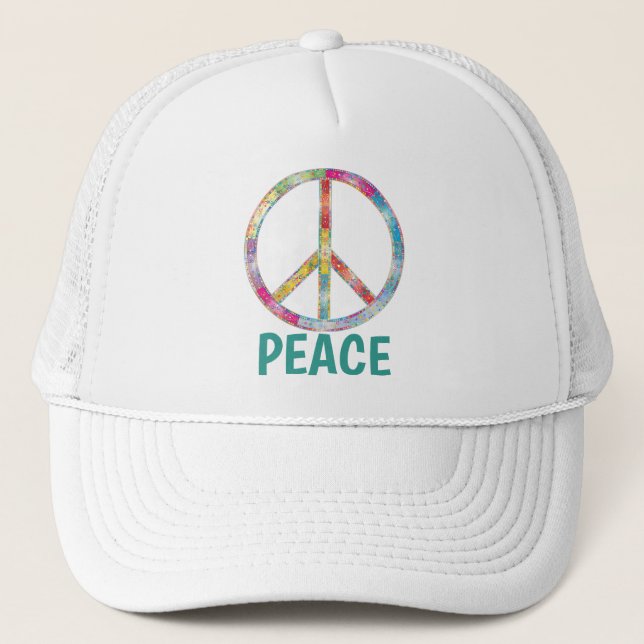 Gorra de diseño de símbolo de paz colorido (Anverso)