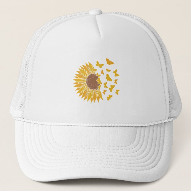 Gorra de diseño del patrón de mariposa de girasol  (Anverso)