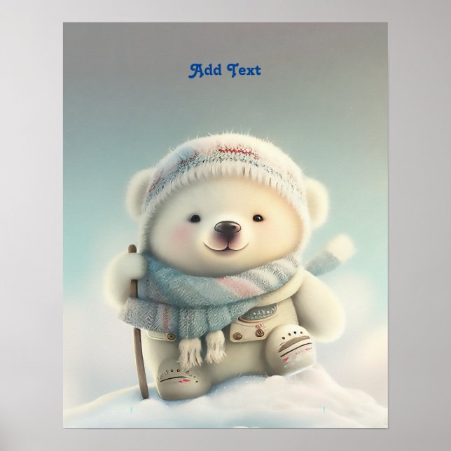 Gorra de esquiar con oso polar y arte de guardería (Frente)