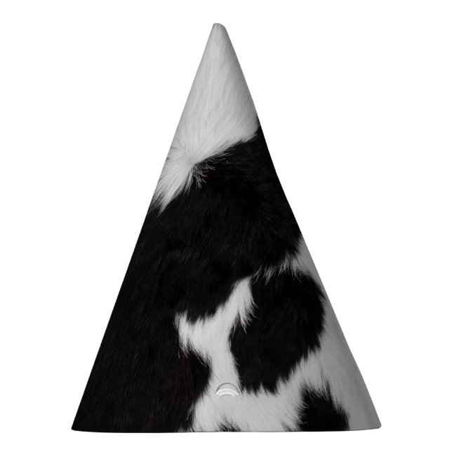gorra de fiesta blanco negro de cuero de vaca (Derecha)