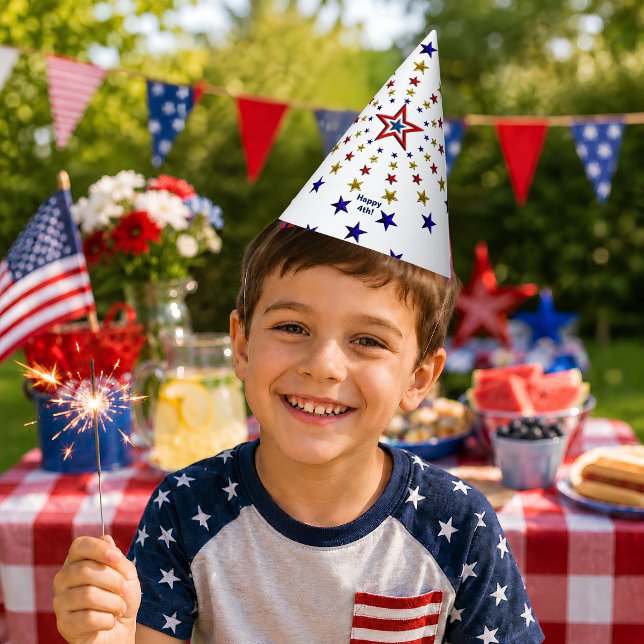 Gorra de fiesta con patrón de estrellas patriótica (Pattern of Patriotic Stars Party Hat)