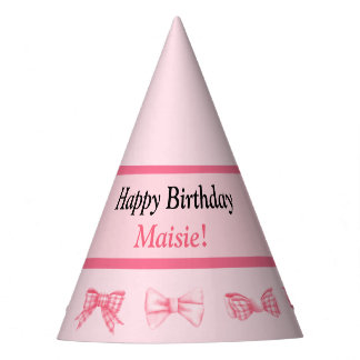 Gorra de fiesta de cumpleaños feliz con lazo rosa 