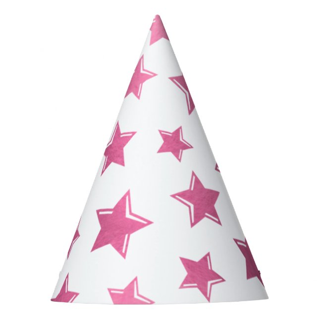 Gorra de fiesta de estrellas rosadas (Anverso)