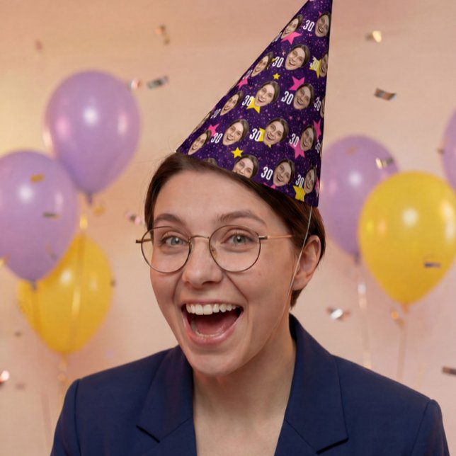 Gorra de fiesta de estrellas rosadas con foto pers (Subido por el creador)