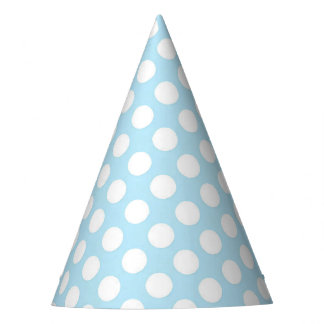 Gorra de fiesta de lunares blanca y azul claro