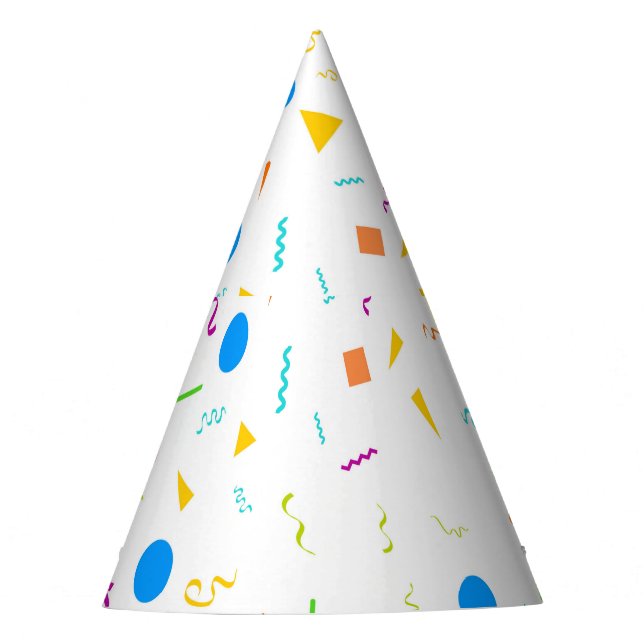 Gorra de Fiesta de papel con patrones de Confetti (Anverso)