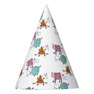 Gorra de Fiesta de papel para vacas geométricas