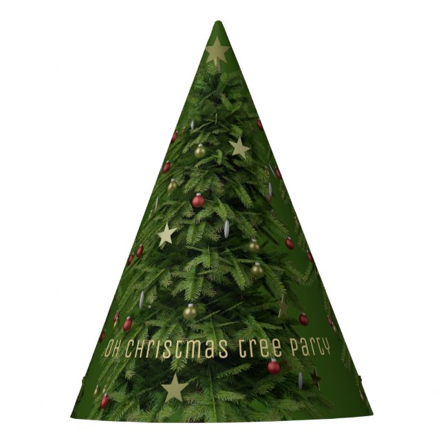 Gorra de Fiesta de papel verde navideño divertido (Anverso)