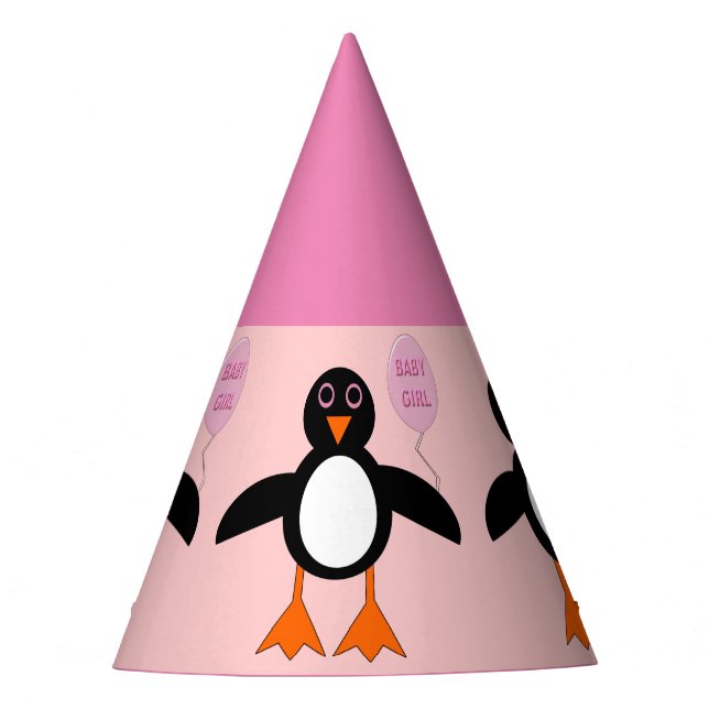 Gorra de fiesta de pingüino niña bebé rosa linda (Anverso)