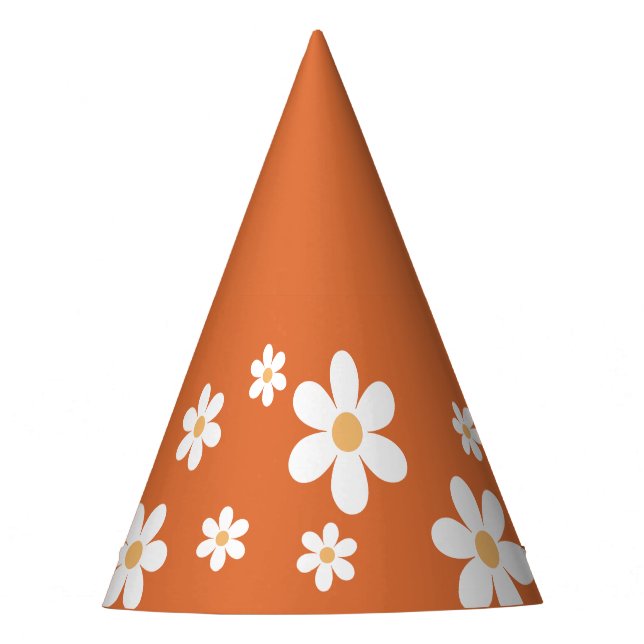 Gorra de fiesta retro margarita boho naranja quema (Anverso)