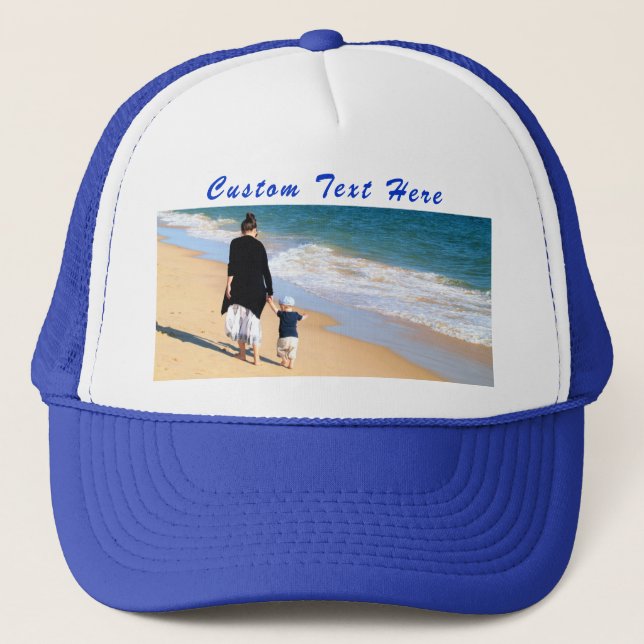 Gorra de fotos personalizado con texto Personaliza (Anverso)