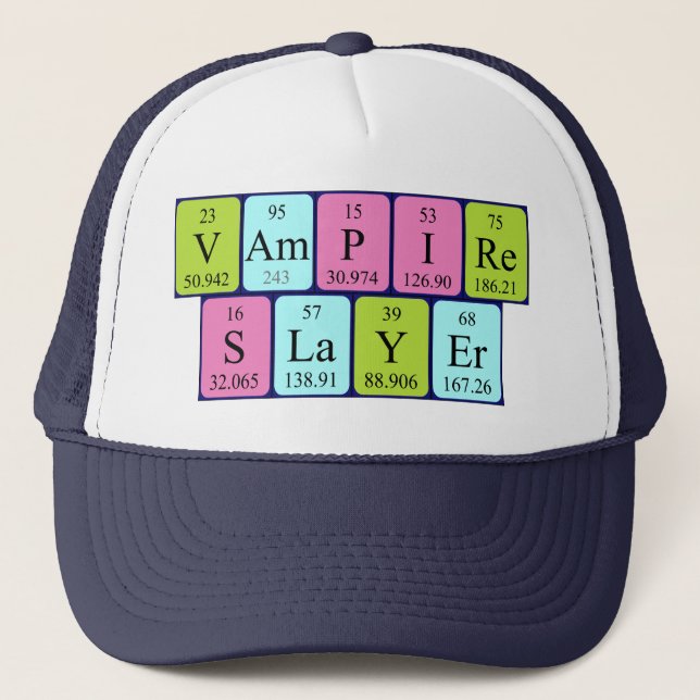 Gorra de frase de tabla periódica de Vampire Slaye (Anverso)