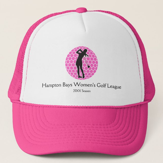 Gorra de golf Pink Lady Golfer Silhouette (Anverso)