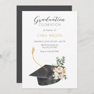 gorra de graduación minimalista con invitación a l