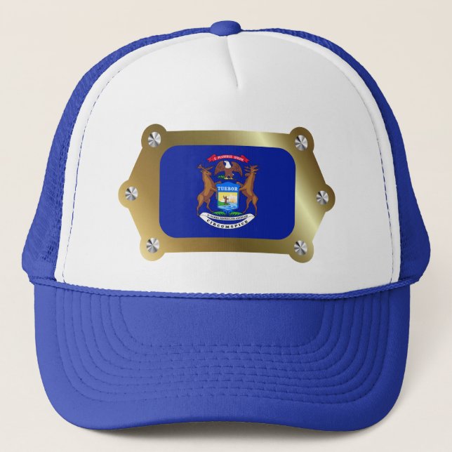 Gorra de la bandera con marco de Michigan (Anverso)