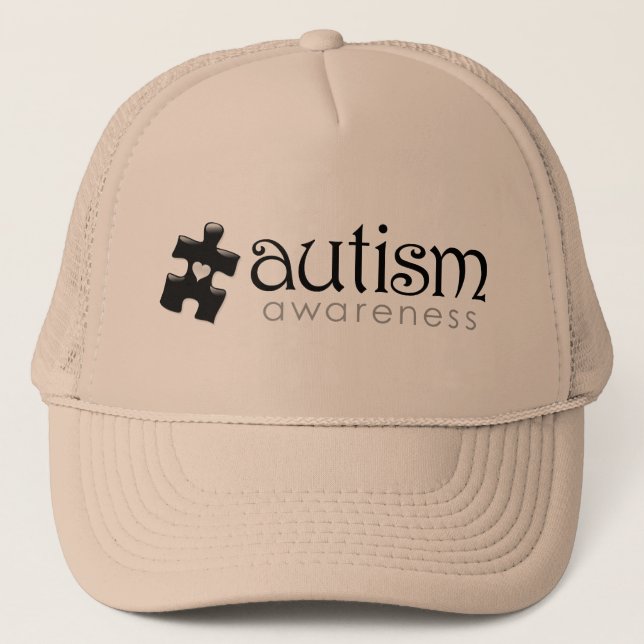 Gorra de la conciencia del autismo - negro en (Anverso)