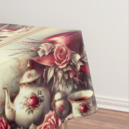 Gorra de la Rosa Roja victoriana y manteles de tet