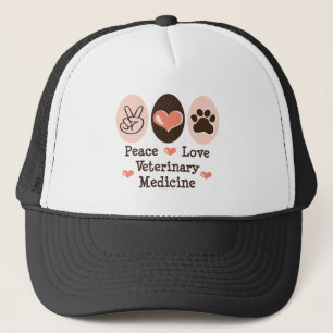 Gorra de la veterinaría del amor de la paz
