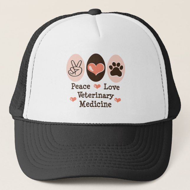 Gorra de la veterinaría del amor de la paz (Anverso)