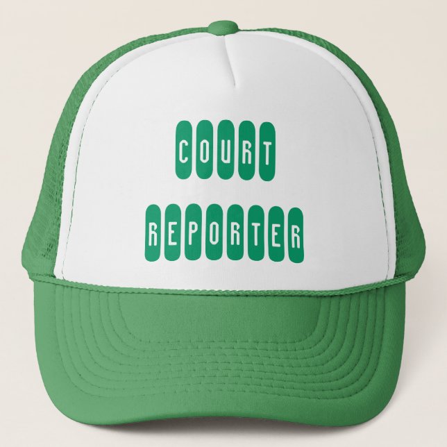 Gorra de letras blancas verdes de un reportero de  (Anverso)