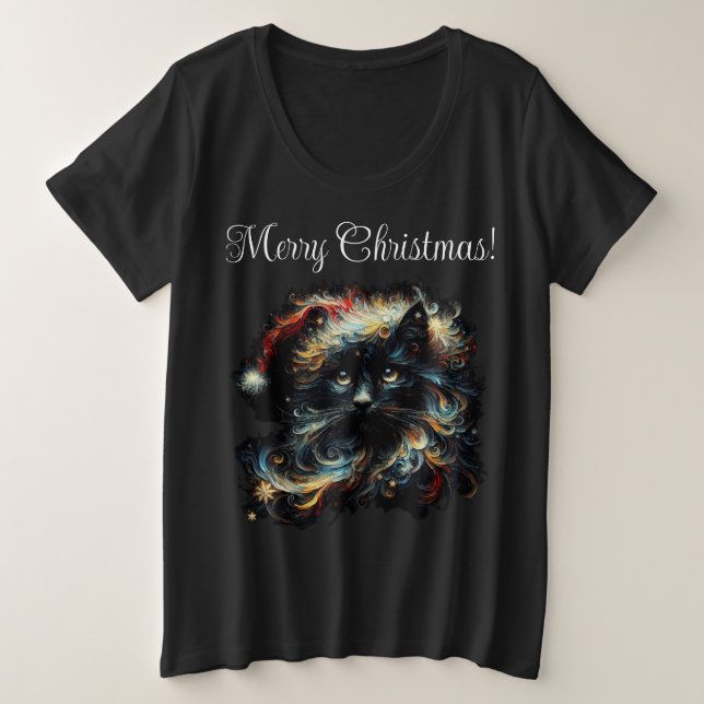 Gorra de Navidades de gato negro capo largo y capr (Anverso del diseño)