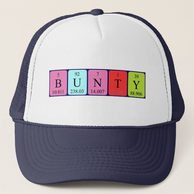 Gorra de nombre de tabla periódica Bunty (Anverso)