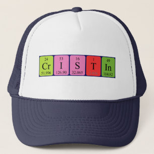 Gorra de nombre de tabla periódica Cristin