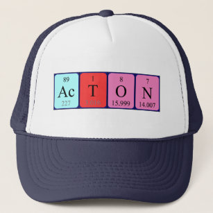 Gorra de nombre de tabla periódica de Acton