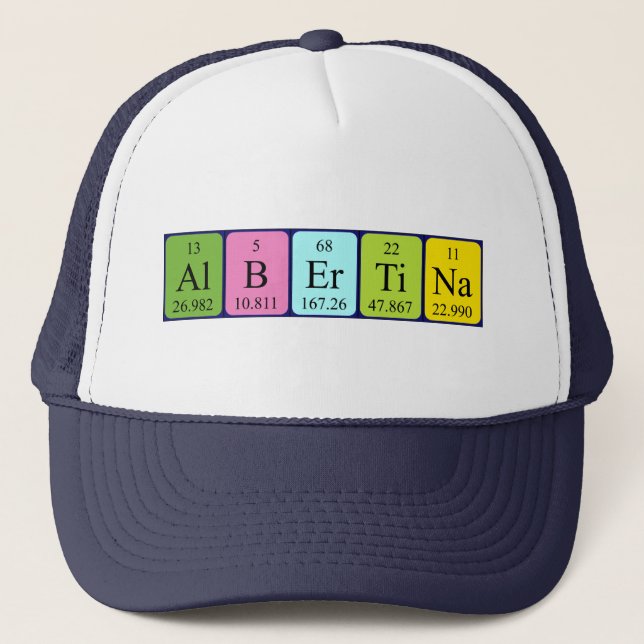Gorra de nombre de tabla periódica de Albertina (Anverso)