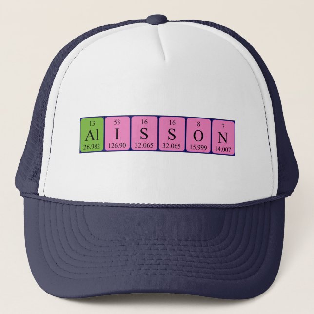 Gorra de nombre de tabla periódica de Alisson (Anverso)