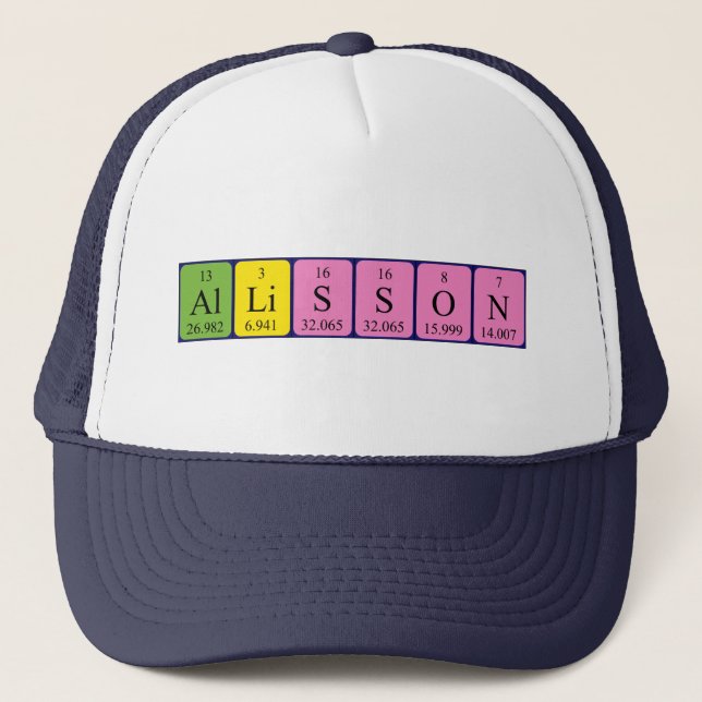 Gorra de nombre de tabla periódica de Allisson (Anverso)