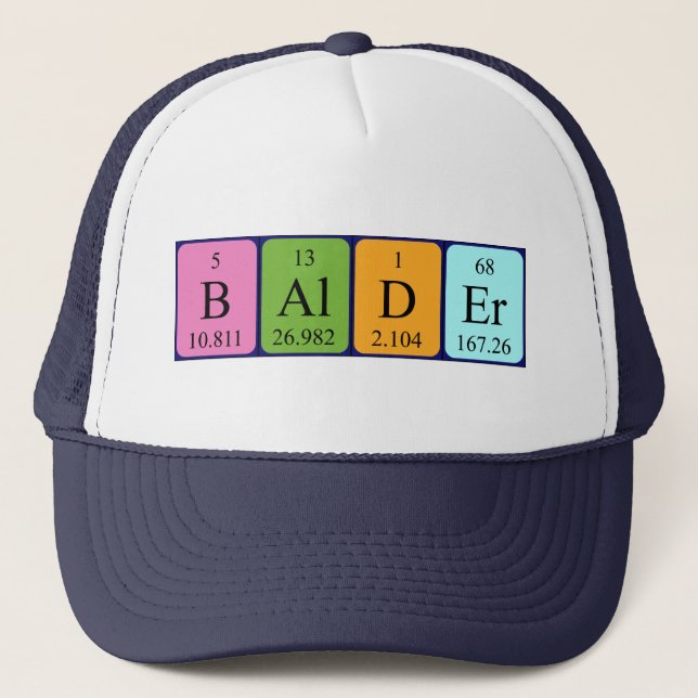 Gorra de nombre de tabla periódica de balder (Anverso)