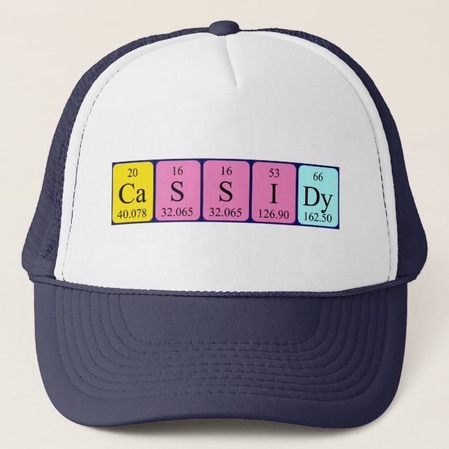 Gorra de nombre de tabla periódica de Cassidy (Anverso)