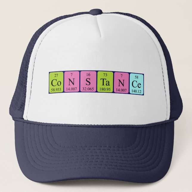 Gorra de nombre de tabla periódica de constancia (Anverso)