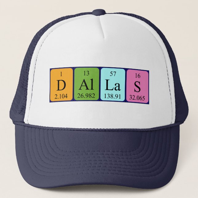 Gorra de nombre de tabla periódica de Dallas (Anverso)
