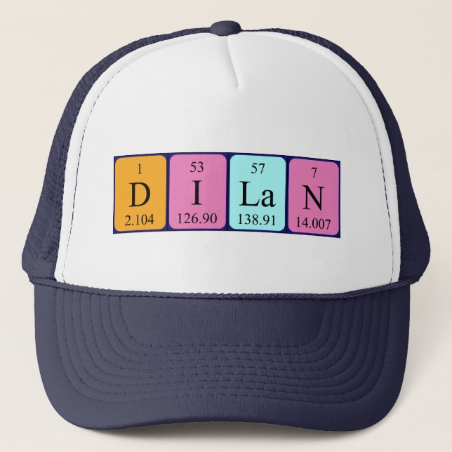 Gorra de nombre de tabla periódica de Dilan (Anverso)