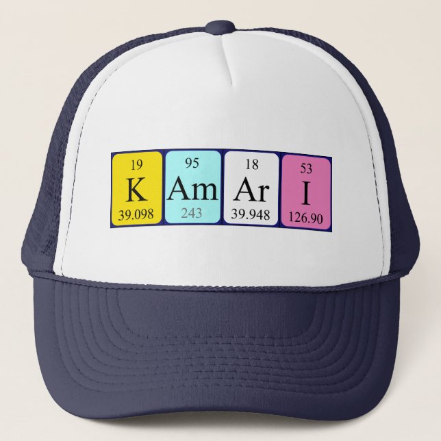 Gorra de nombre de tabla periódica de Kamari (Anverso)