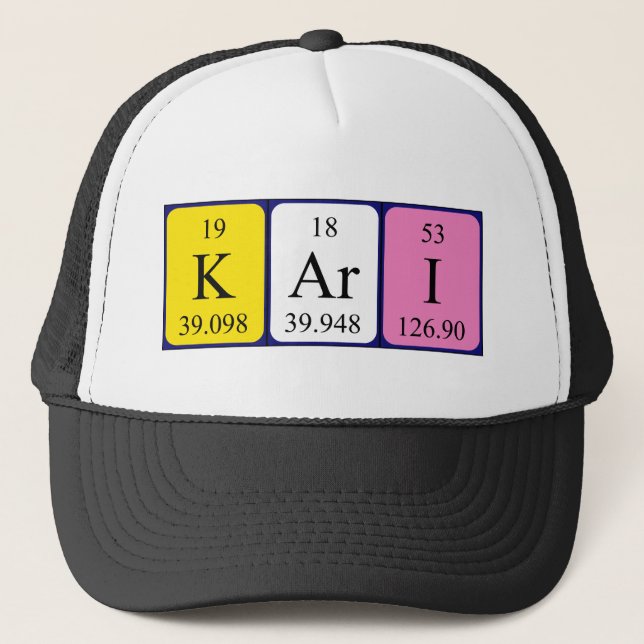 Gorra de nombre de tabla periódica de Kari (Anverso)