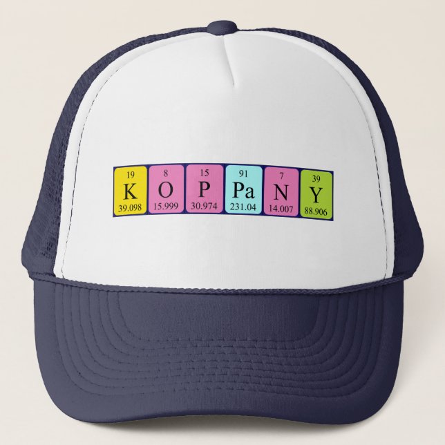 Gorra de nombre de tabla periódica de Koppány (Anverso)