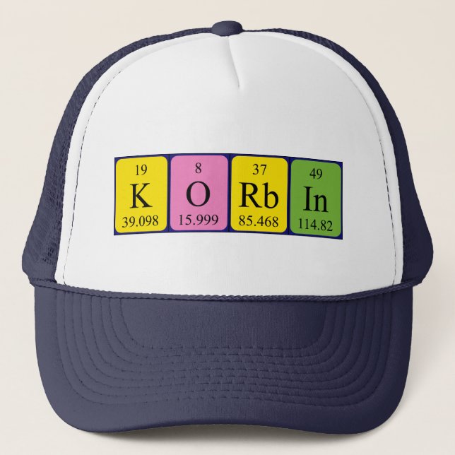 Gorra de nombre de tabla periódica de Korbin (Anverso)