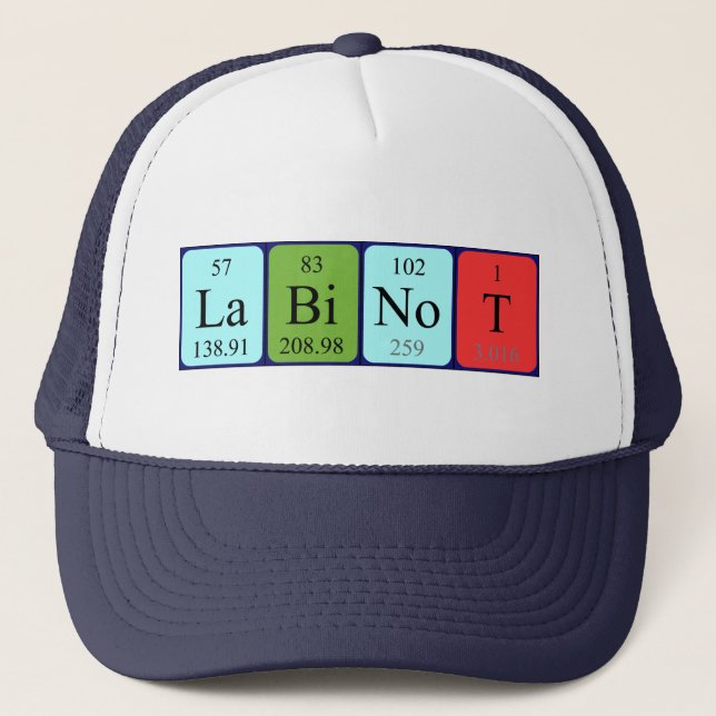 Gorra de nombre de tabla periódica de Labinot (Anverso)