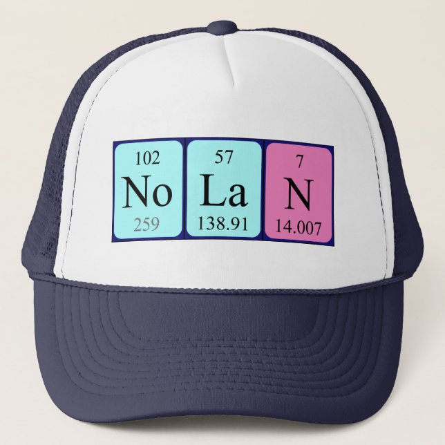 Gorra de nombre de tabla periódica de Nolan (Anverso)