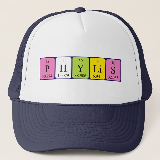 Gorra de nombre de tabla periódica de Phylis (Anverso)