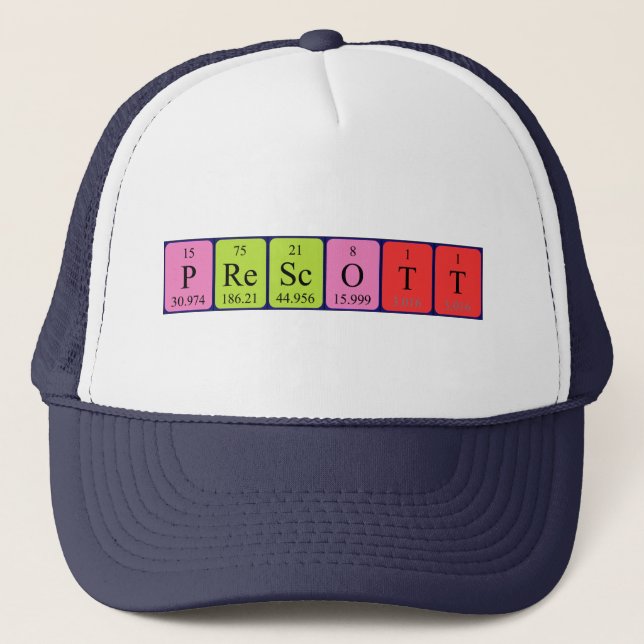 Gorra de nombre de tabla periódica de precott (Anverso)