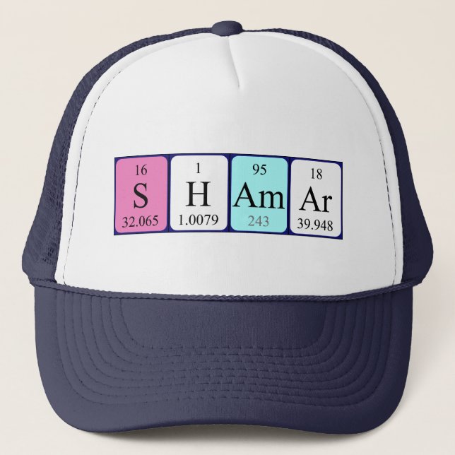 Gorra de nombre de tabla periódica de Shamar (Anverso)