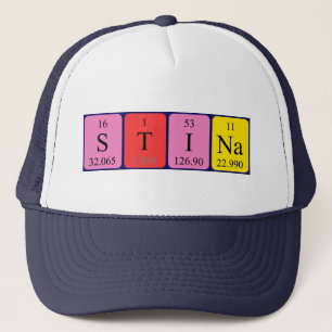 Gorra de nombre de tabla periódica de Stina