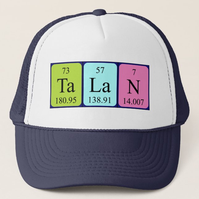 Gorra de nombre de tabla periódica de Talan (Anverso)