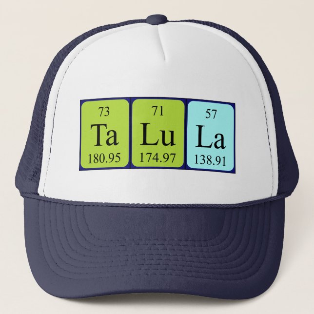 Gorra de nombre de tabla periódica de Talula (Anverso)